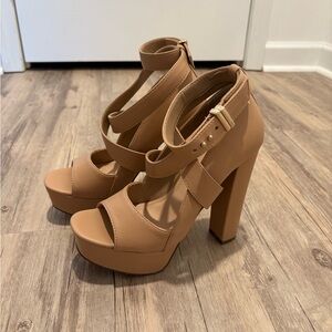 Trendy Tan Platform Heels